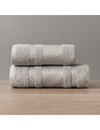 Ręcznik 50x90 LIONEL jasnoszary ze srebrną bordiurą