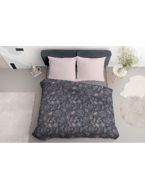 Komplet pościeli bawełnianej 220x200 róż-fiolet + 2x poszewka 3189 B