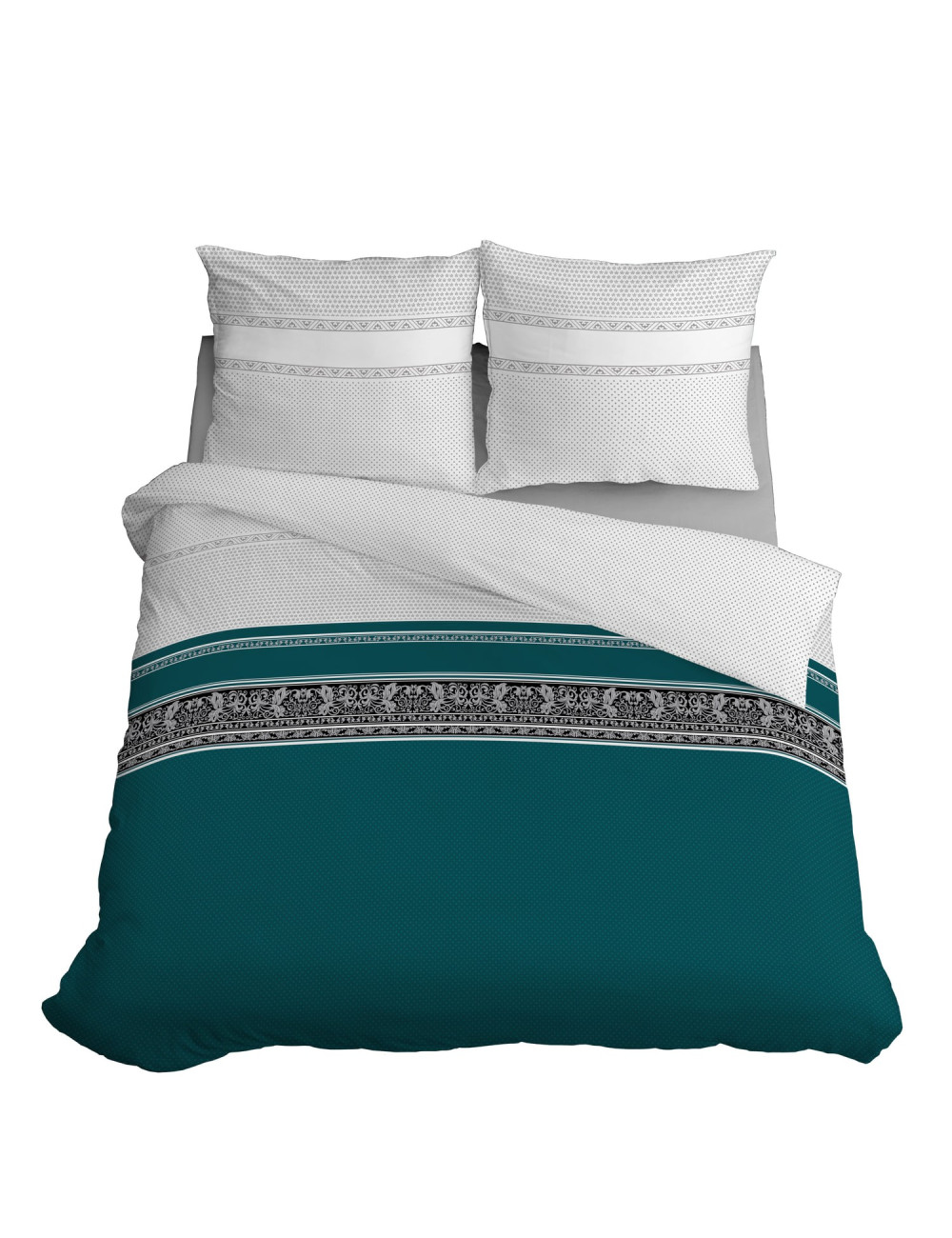 Komplet pościeli bawełnianej 220x200 grochy klasyk niebieski-biały + 2x poszewka 3290 B