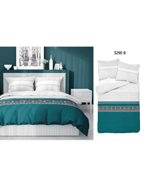 Komplet pościeli bawełnianej 220x200 grochy klasyk niebieski-biały + 2x poszewka 3290 B