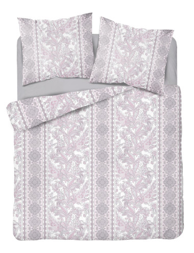 Komplet pościeli bawełnianej 220x200 wzór nowoczesny róż-srebro + 2x poszewka 3388 A