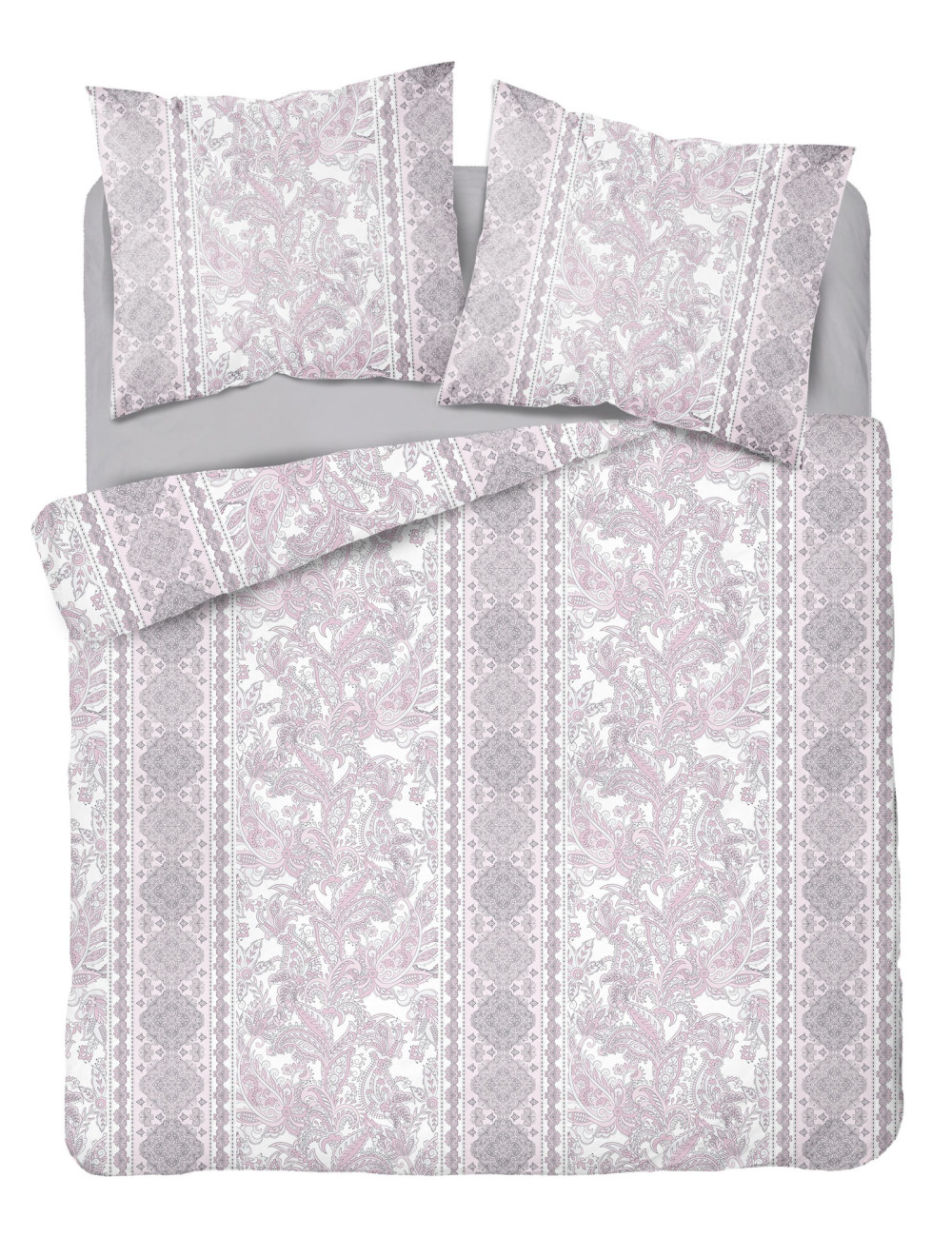 Komplet pościeli bawełnianej 220x200 wzór nowoczesny róż-srebro + 2x poszewka 3388 A