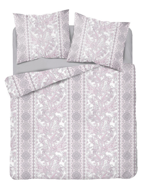 Komplet pościeli bawełnianej 220x200 wzór nowoczesny róż-srebro + 2x poszewka 3388 A