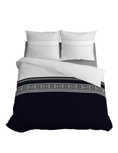 Komplet pościeli bawełnianej 160x200 grochy klasyk czarny-biały + 2x poszewka 3290 A