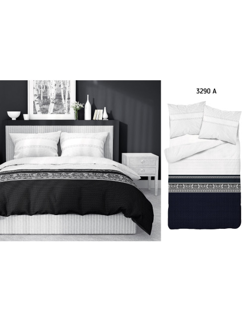 Komplet pościeli bawełnianej 160x200 grochy klasyk czarny-biały + 2x poszewka 3290 A