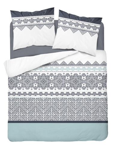 Komplet pościeli bawełnianej 160x200 wzór nowoczesny mięta-biały-czarny + 2x poszewka 3265 A