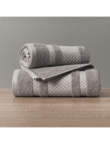 Ręcznik 50x90 ciemnoszary bawełniany LIONEL ze srebrną bordiurą 006