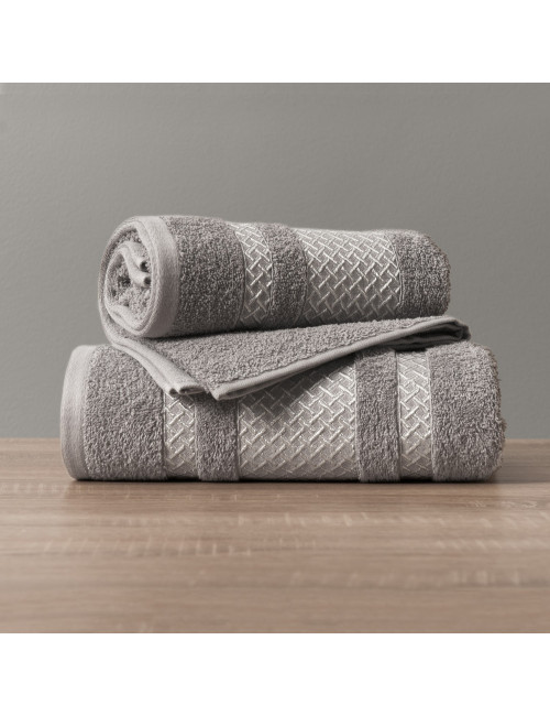Ręcznik 50x90 ciemnoszary bawełniany LIONEL ze srebrną bordiurą 006