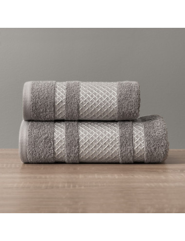 Ręcznik 70x140 ciemnoszary ze srebrną bordiurą LIONEL 006