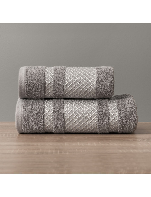 Ręcznik 70x140 ciemnoszary ze srebrną bordiurą LIONEL 006