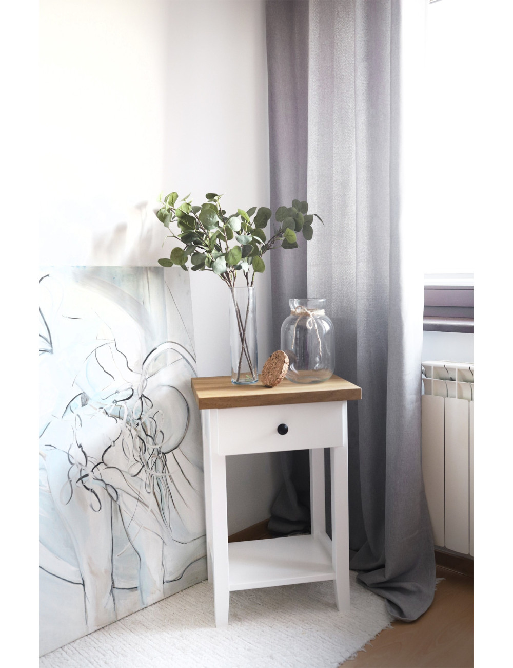 Ciemnoszara zasłona gotowa 140x250 na przelotkach do sypialni, salonu LENS