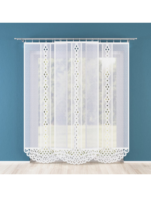 Biała firana 250x90 balkonowa długie firany panelowe ażur żakard WIOLA - 1