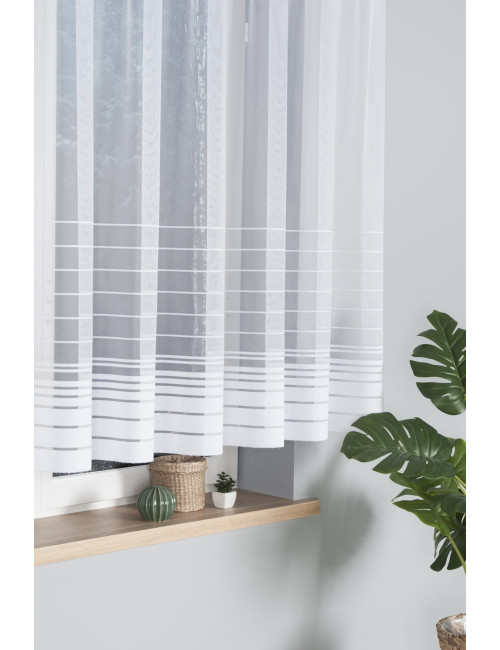 Biała firana na żabki 140x250 do kuchni, salonu. Żakardowe firany NELA