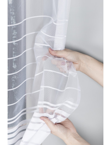 Biała firana na żabki 140x250 do kuchni, salonu. Żakardowe firany NELA