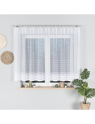 Biała firana na żabki 140x250 do kuchni, salonu. Żakardowe firany NELA