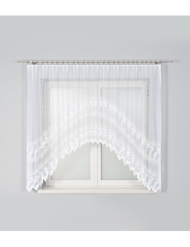 Biała firana na żabki 160x310 do kuchni, salonu. Żakardowe firany ADELINA