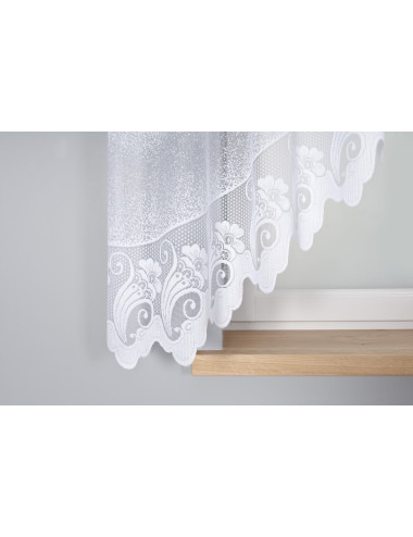 Biała firana na żabki 160x310 do kuchni, salonu. Żakardowe firany ADELINA