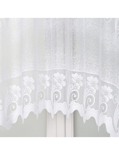 Biała firana na żabki 160x310 do kuchni, salonu. Żakardowe firany ADELINA