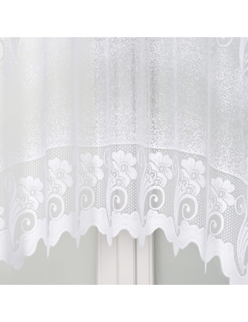 Biała firana na żabki 160x310 do kuchni, salonu. Żakardowe firany ADELINA