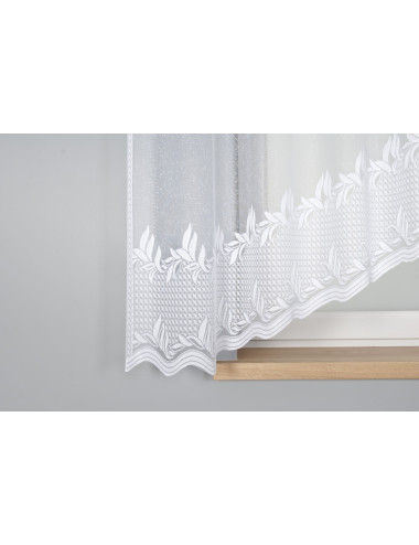 Biała firana na żabki 160x310 do kuchni, salonu. Żakardowe firany KAMELIA