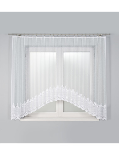 Biała firana na żabki 160x310 do kuchni, salonu. Żakardowe firany KAMELIA