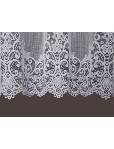 Biała firana na żabki 170x300 do kuchni, salonu. Żakardowe firany BERENIKA