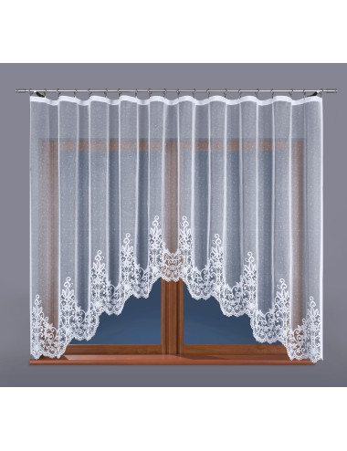 Biała firana na żabki 170x300 do kuchni, salonu. Żakardowe firany BERENIKA