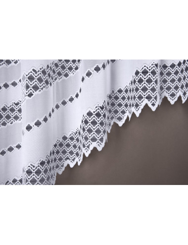 Biała firana na żabki 160x340 do kuchni, salonu. Żakardowe firany FILOMENA