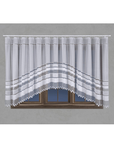 Biała firana na żabki 160x340 do kuchni, salonu. Żakardowe firany FILOMENA