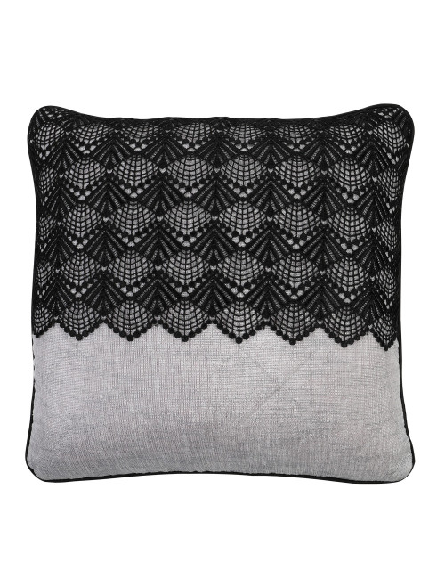 Elegancka szara poszewka na poduszkę 45x45 pikowana dekoracyjna z gipiurą SHINY