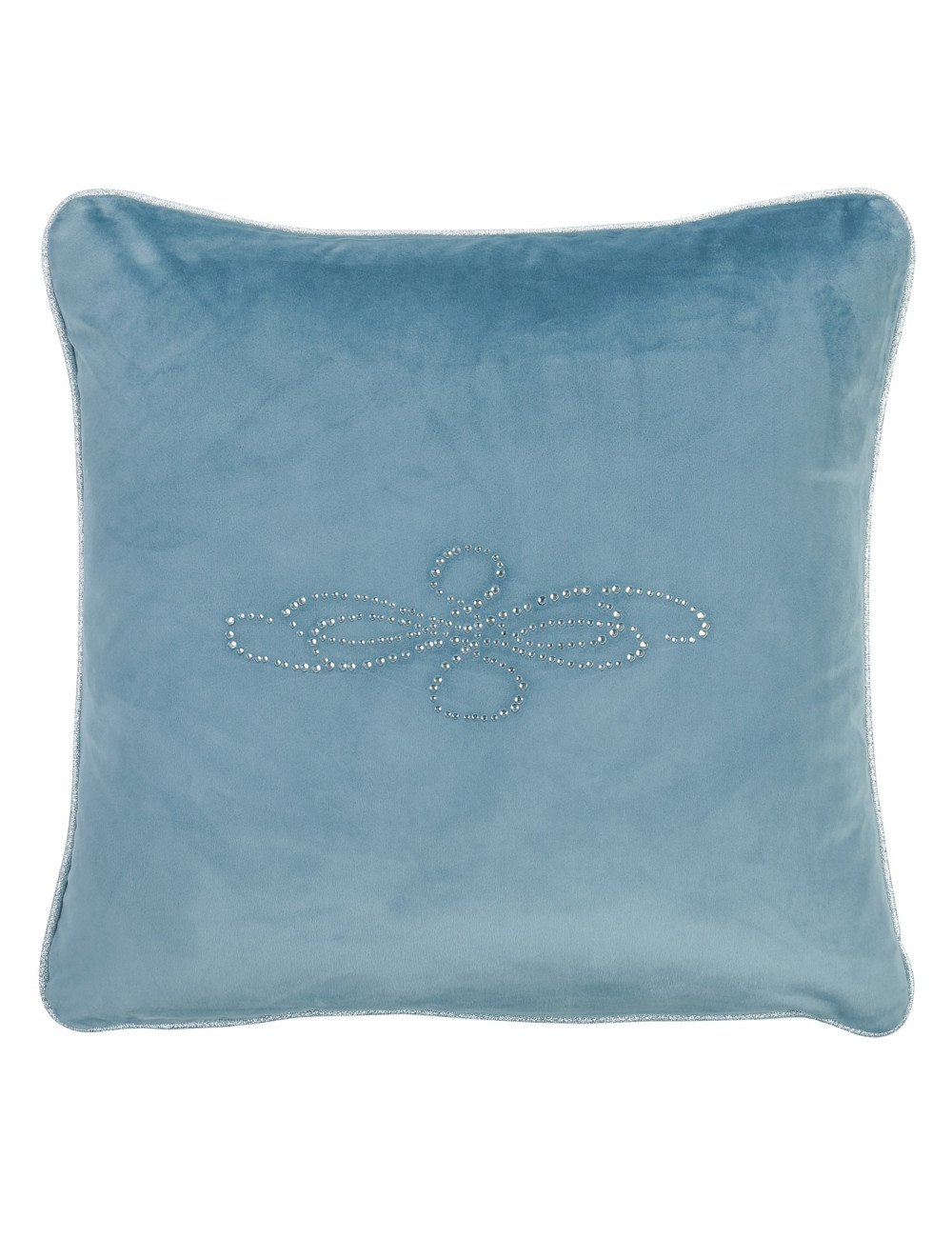 Ozdobna poszewka na poduszkę 45x45 baby blue dekoracyjna dżety cekiny kwadratowa