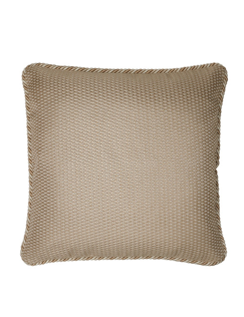 Elegancka beżowa poszewka na poduszkę 45x45 tłoczona dekoracyjna ze sznurem SHINY