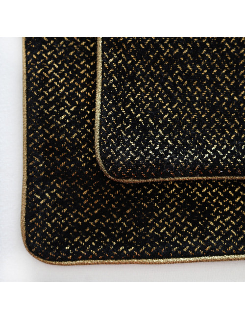 Elegancka czarna poszewka na poduszkę 45x45 złoty wzór tłoczona SHINY