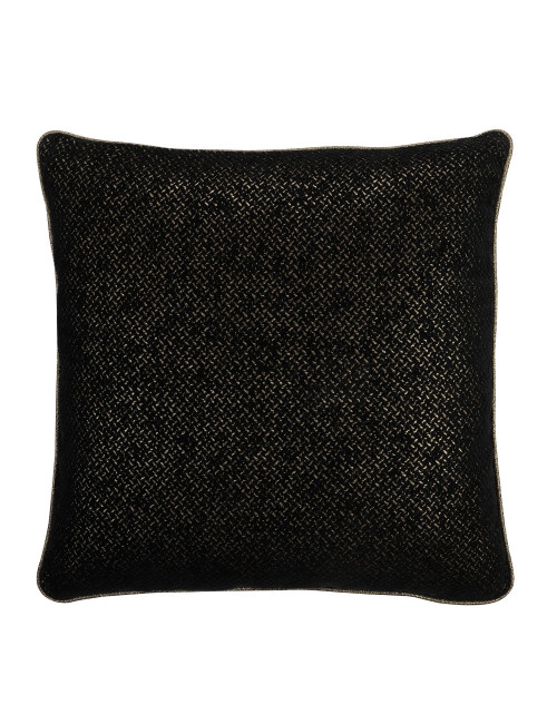 Elegancka czarna poszewka na poduszkę 45x45 złoty wzór tłoczona SHINY