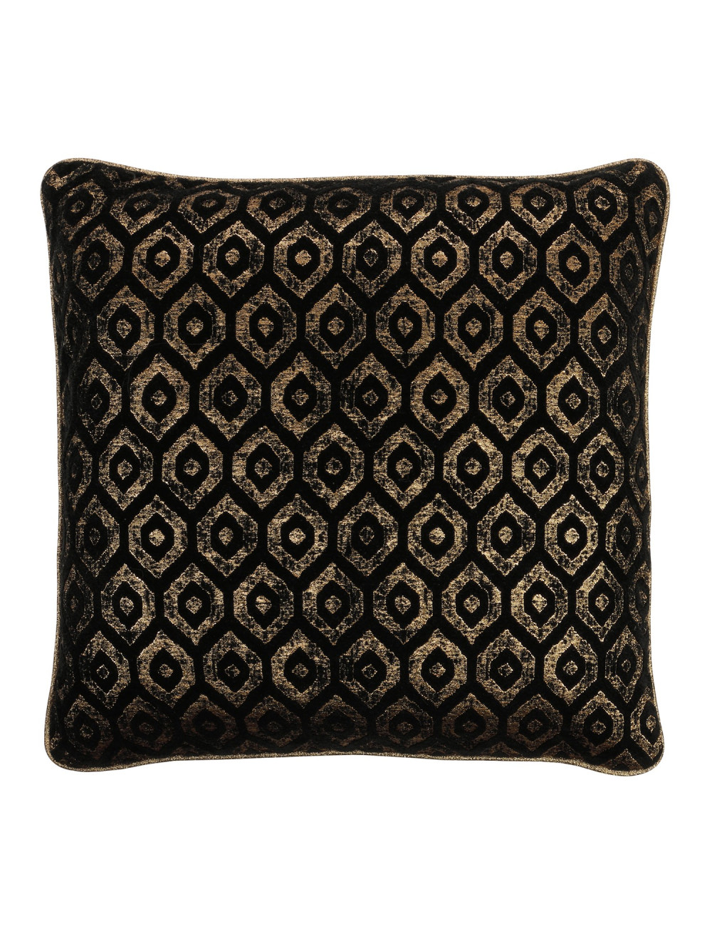 Elegancka czarna poszewka na poduszkę 40x40 złote oczka tłoczona SHINY