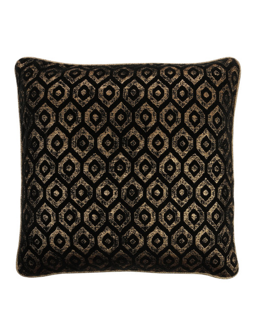 Elegancka czarna poszewka na poduszkę 40x40 złote oczka tłoczona SHINY