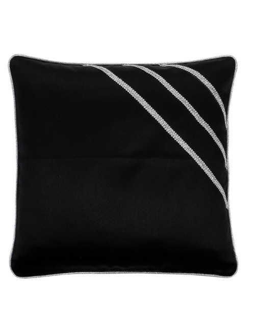Elegancka czarna poszewka na poduszkę 45x45 gładka dekoracyjna ze zdobieniem SHINY