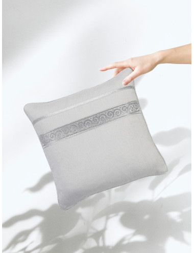 Elegancka szara poszewka na poduszkę 45x45 gładka taśma dekoracyjna SHINY