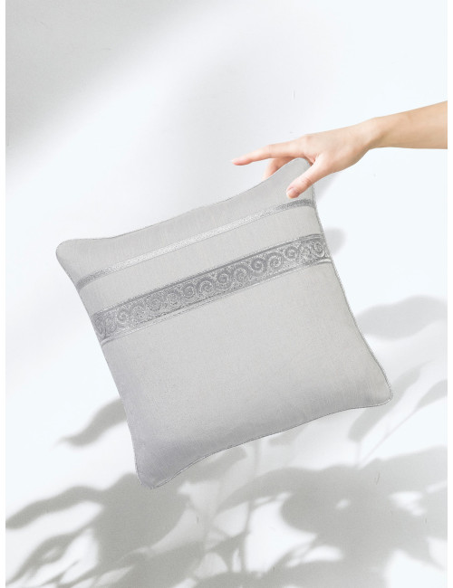 Elegancka szara poszewka na poduszkę 45x45 gładka taśma dekoracyjna SHINY