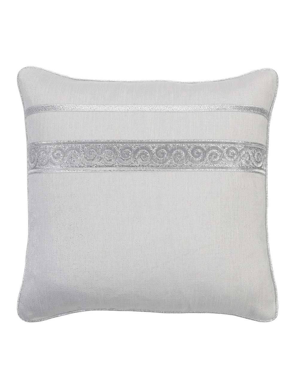 Elegancka szara poszewka na poduszkę 45x45 gładka taśma dekoracyjna SHINY