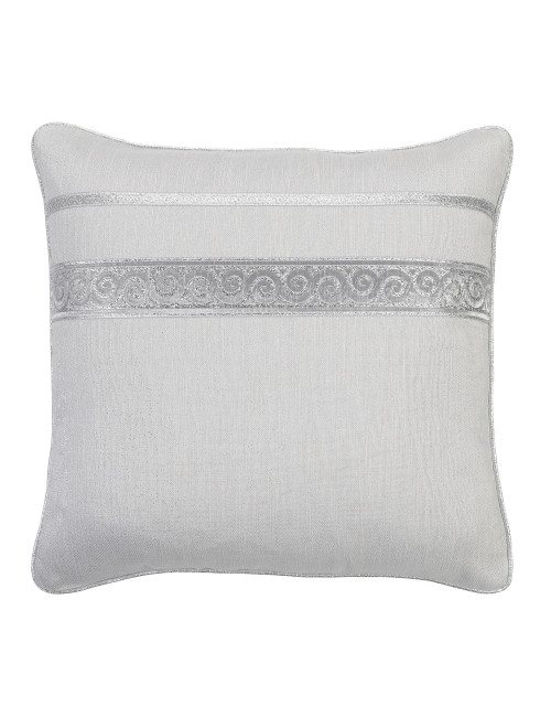 Elegancka szara poszewka na poduszkę 45x45 gładka taśma dekoracyjna SHINY