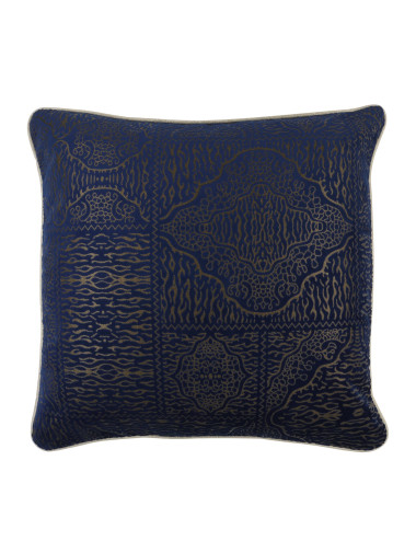 Elegancka granatowa poszewka na poduszkę 45x45 beżowy ornament SHINY