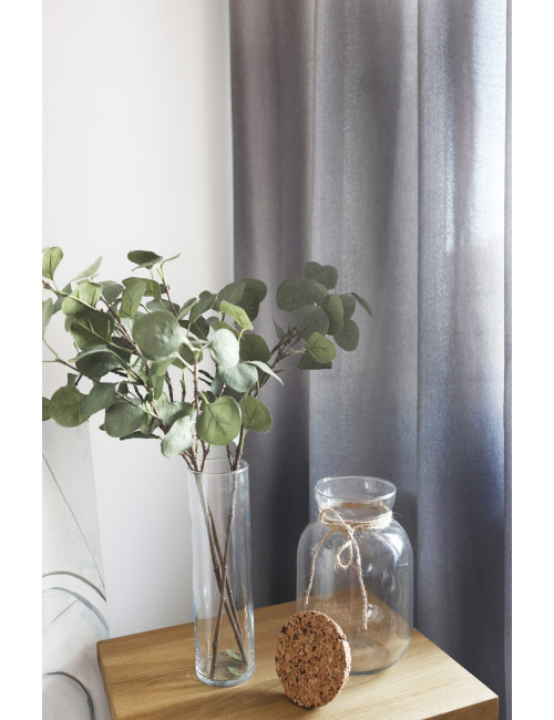 Grafitowa zasłona na przelotkach 140x250 do salonu - LENS