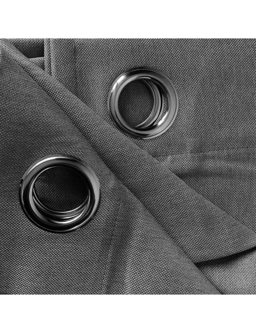 Grafitowa zasłona na przelotkach 140x250 do salonu - LENS