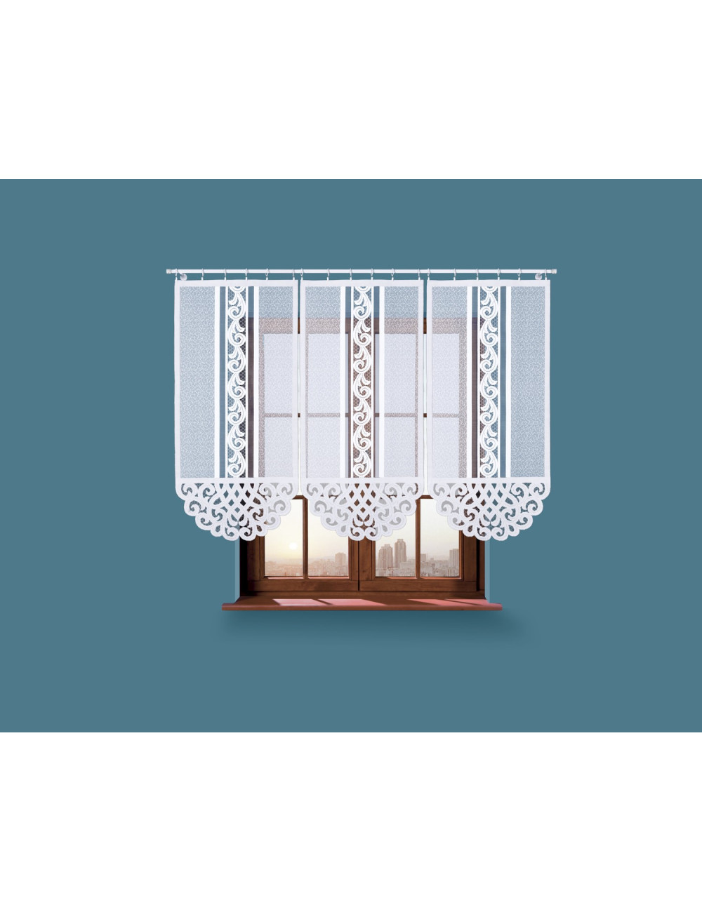 Biała firana ozdobna - panel ekran 60x140. Żakardowe firany okienne KETHER