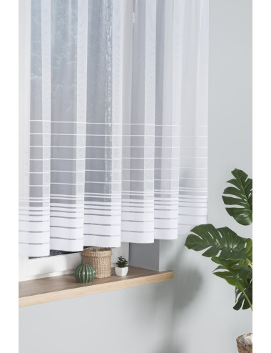 Biała firana na żabki 140x300 do kuchni, salonu. Żakardowe firany NELA