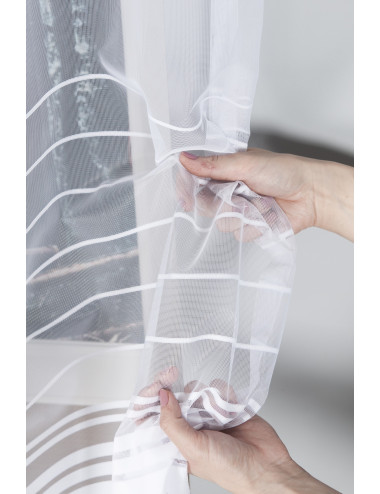 Biała firana na żabki 160x300 do kuchni, salonu. Żakardowe firany NELA