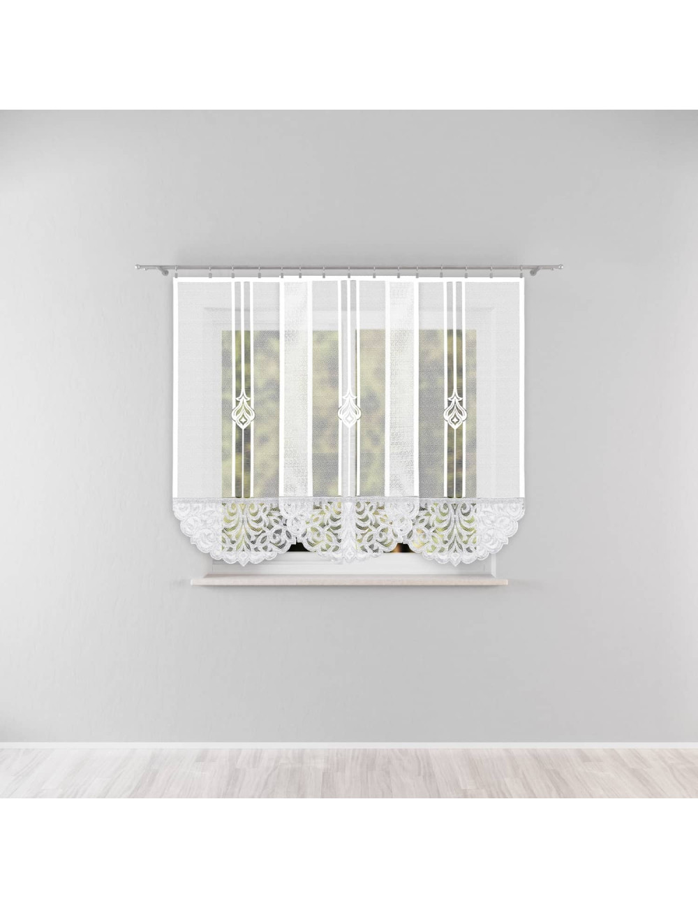 Panel firanowy 160x75 do kuchni. Panel firana z ażurem żakard ZURIEL