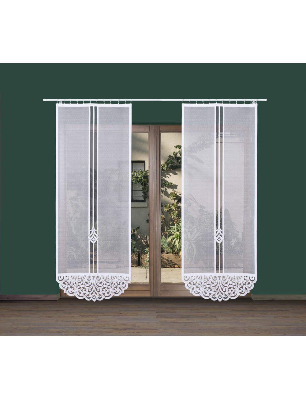 Panel firanowy 230x90 do kuchni. Panel firana z ażurem żakard ZURIEL