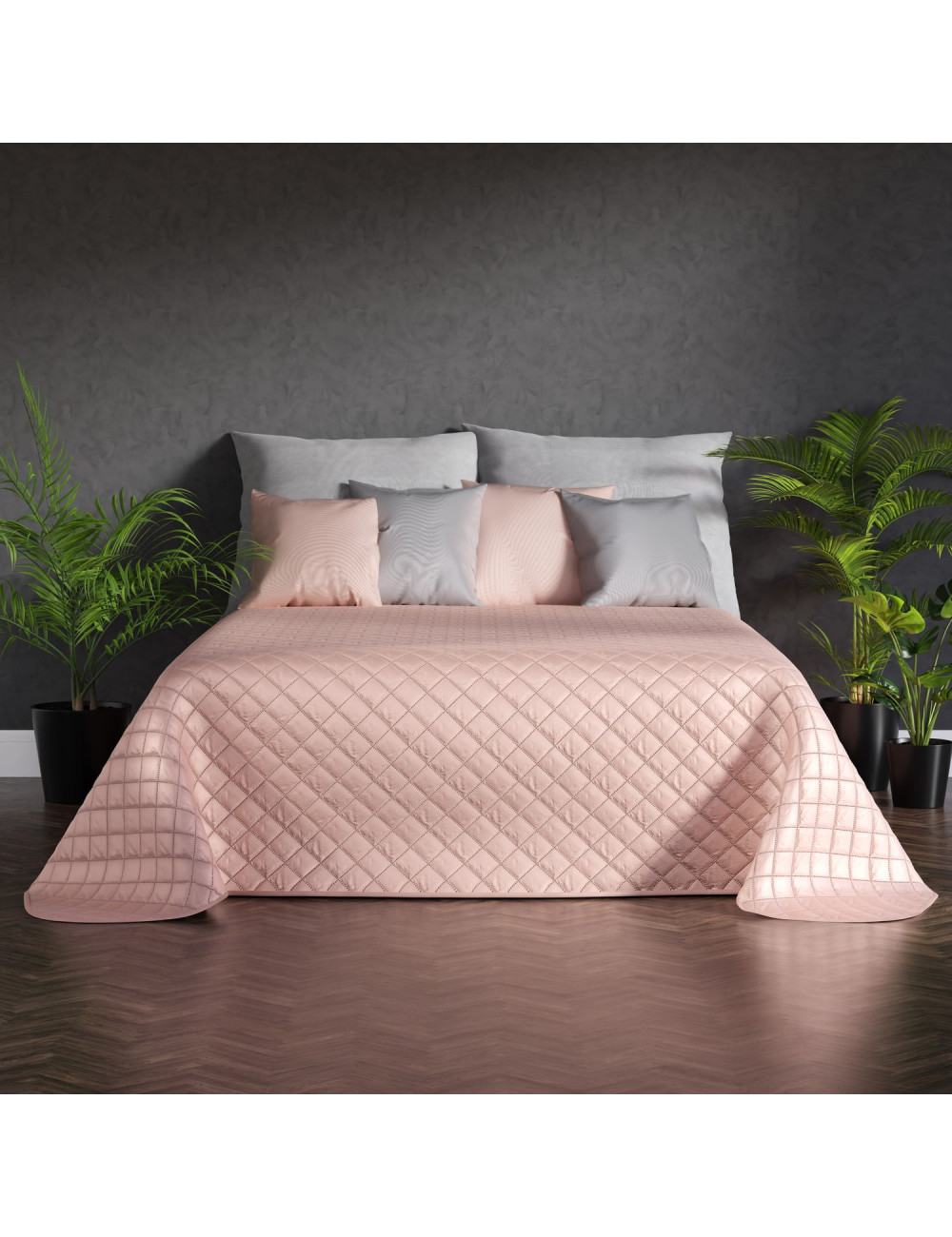 Narzuta 220x240 pudrowo różowa EDEN na łóżko, kanapę